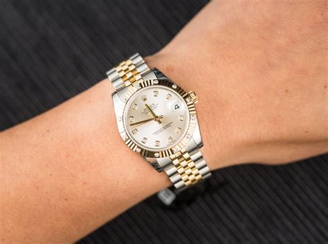 rolex lady datejust 31 on wrist|Rolex 31mm Datejust diamond bezel.